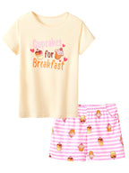 Pajamas for Girls Cute Cupcakes Comfy Summer 2-Piece Clothe Set Kid Size 5T