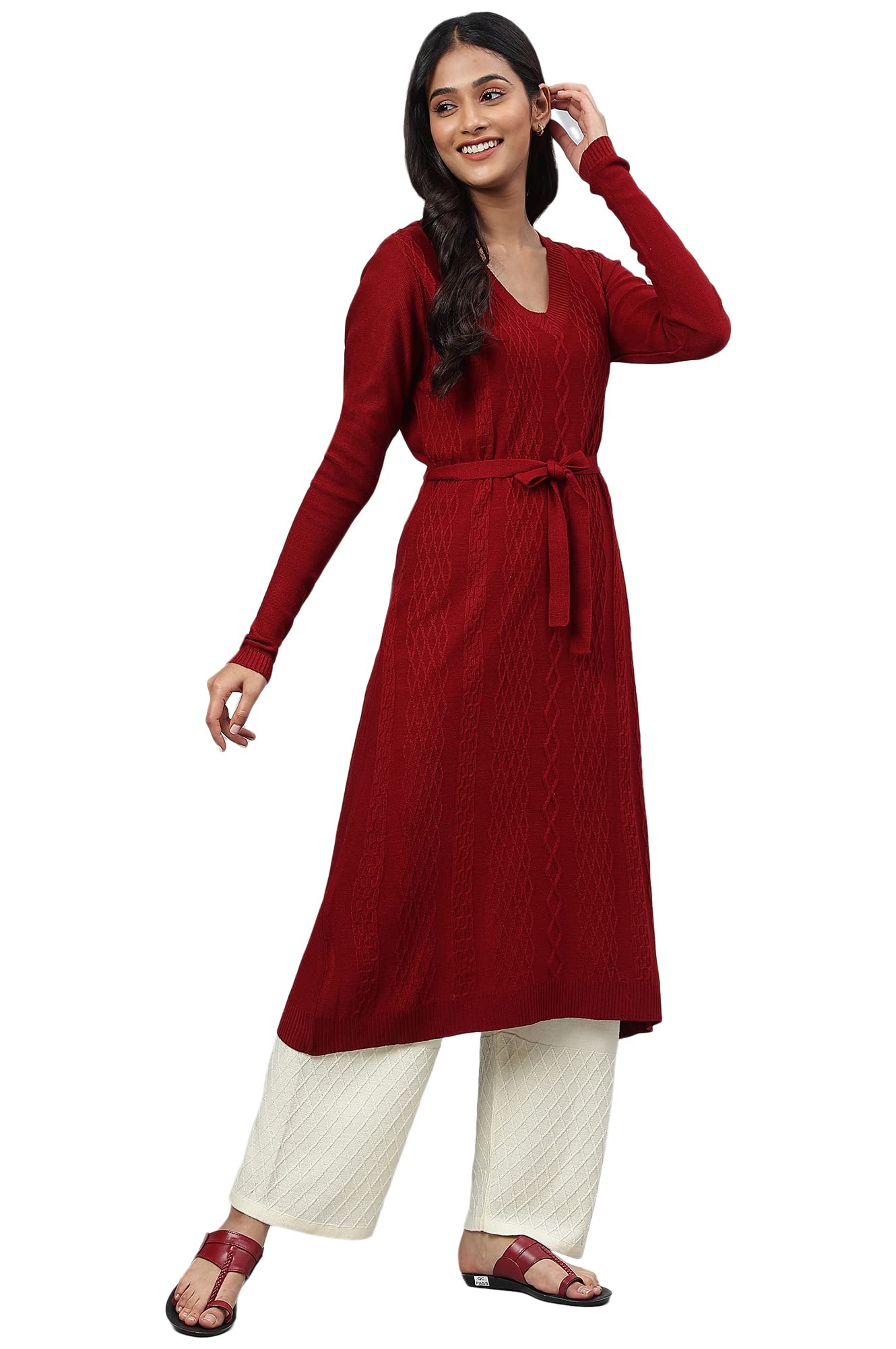 Aurelia WomenS Acrylic Regular Kurta (22Noa13537-604262_Red