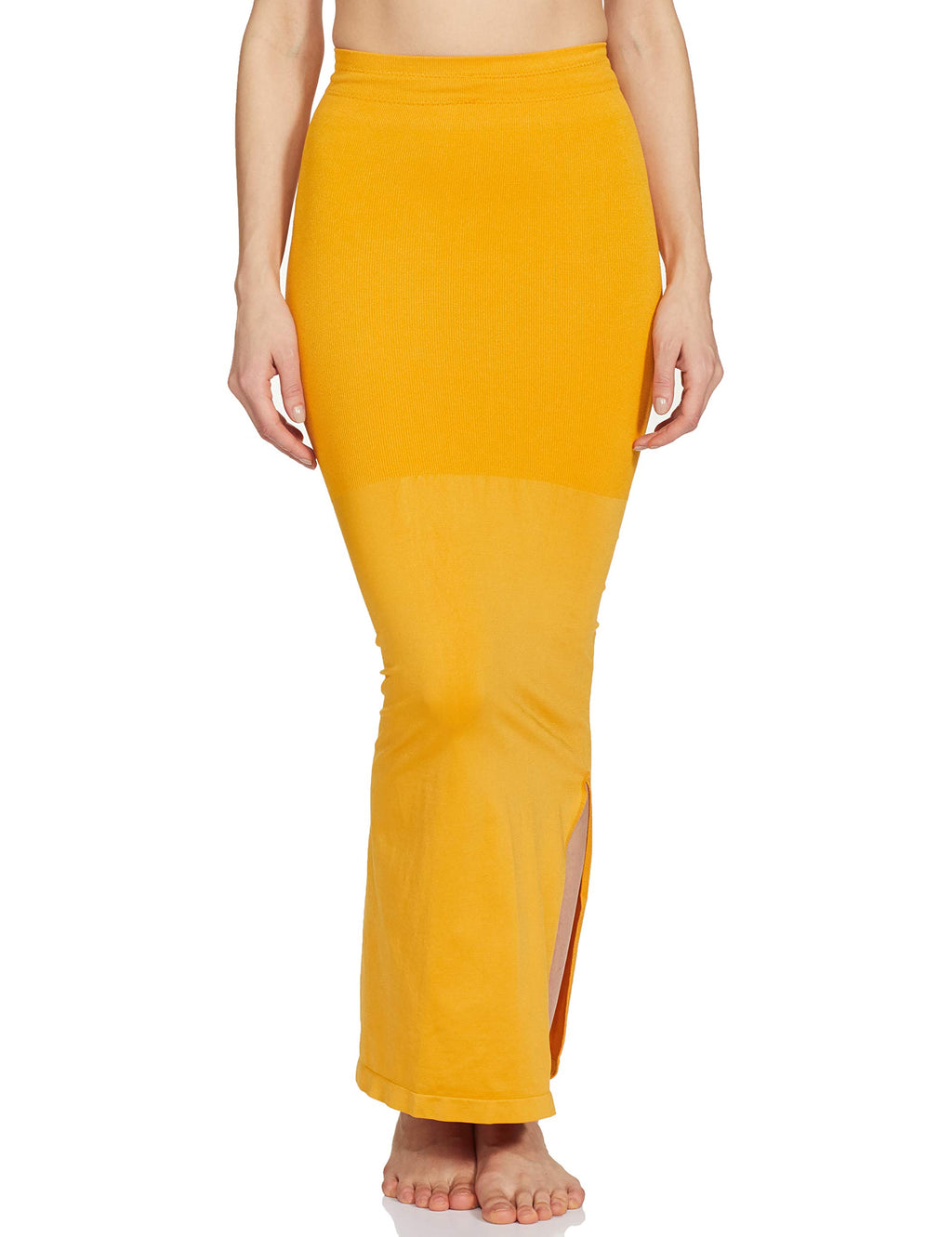 Clovia Womens Petticoat Style Saree Shapewear with Side Slit (SW0023P07_Yellow_S)