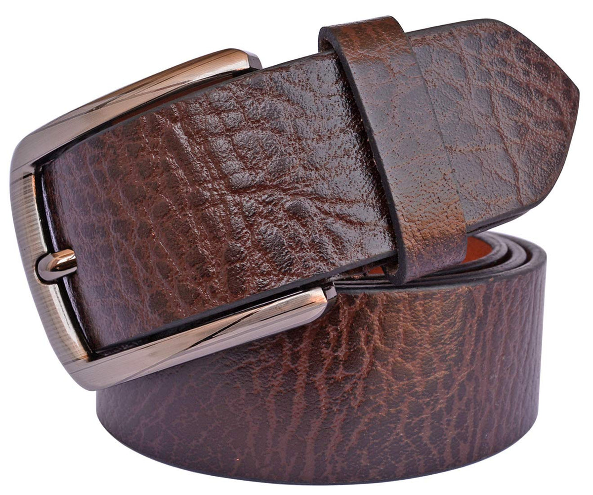 Sunshopping MenS Formal Stylish Genuine Leather Pin Buckle Adjustable Belt (Bob31) (30, Brown02) 30
