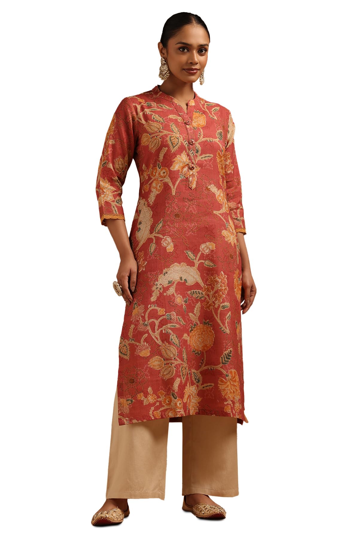 Soch Women Linen Floral Printed Kurta