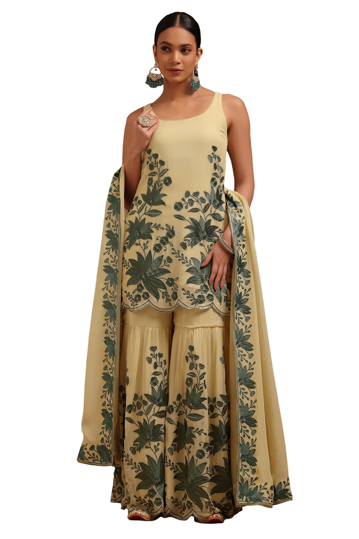 Soch Women Georgette Floral Print Suit Set with Sequins