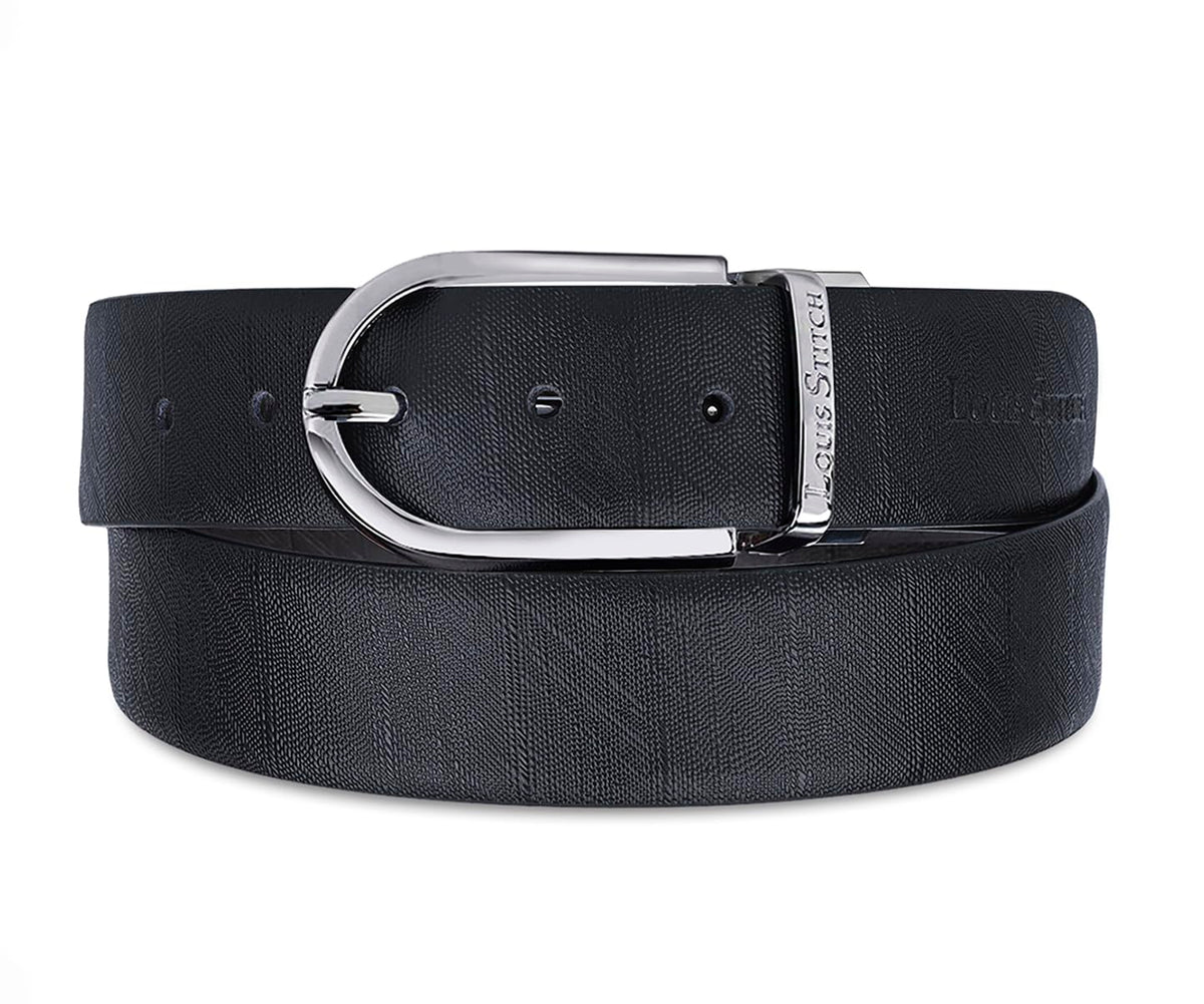 Louis Stitch MenS Reversible Italian Leather Belt For Men 1.25 Inch (35Mm) Waist Strap Black Brown Belt (Nj_Ch) 38 Inch 38
