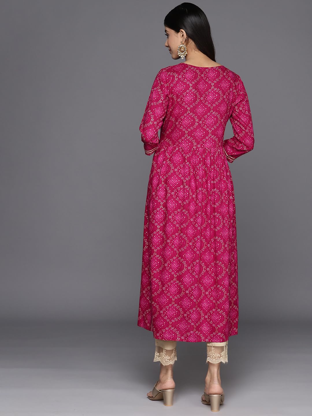 Libas Magenta Yoke Design Rayon A-Line Kurta