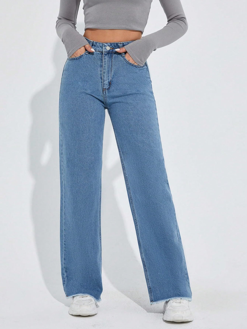KOTTY Women s Button Straight Baggy Jeans