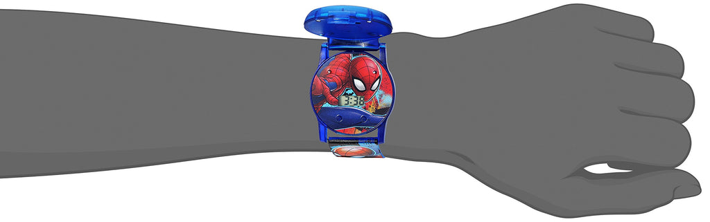 Accutime Kids Marvel Spider-Man Digital Quartz Plastic Watch for Boys & Girls with LCD Display, Blue (Model: SPD4493)