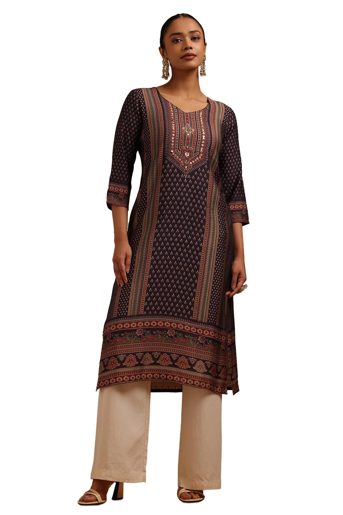 Soch Women Roman Silk Ethnic Motifs Kurta with Sequins