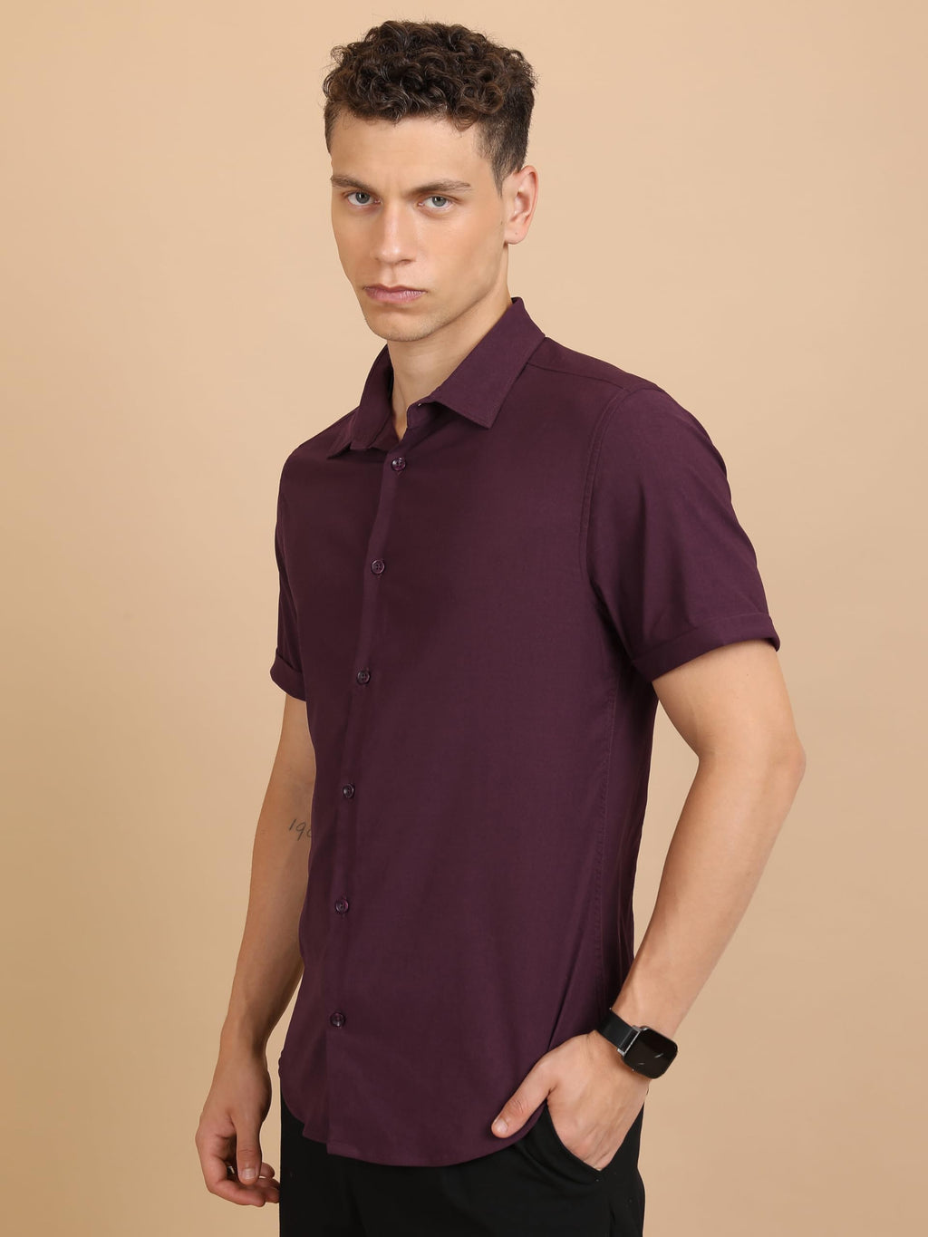 Ketch MenS Slim Fit Shirt (Khsh001678_Maroon