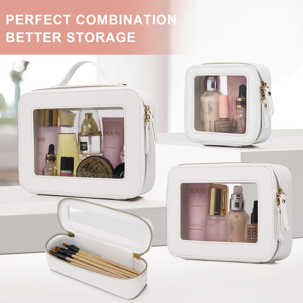 Pinkmik Clear Makeup Bag Travel Case Portable transparent Cosmetic Bag Clear Travel Toiletry Bag Skincare Bag Makeup Bag