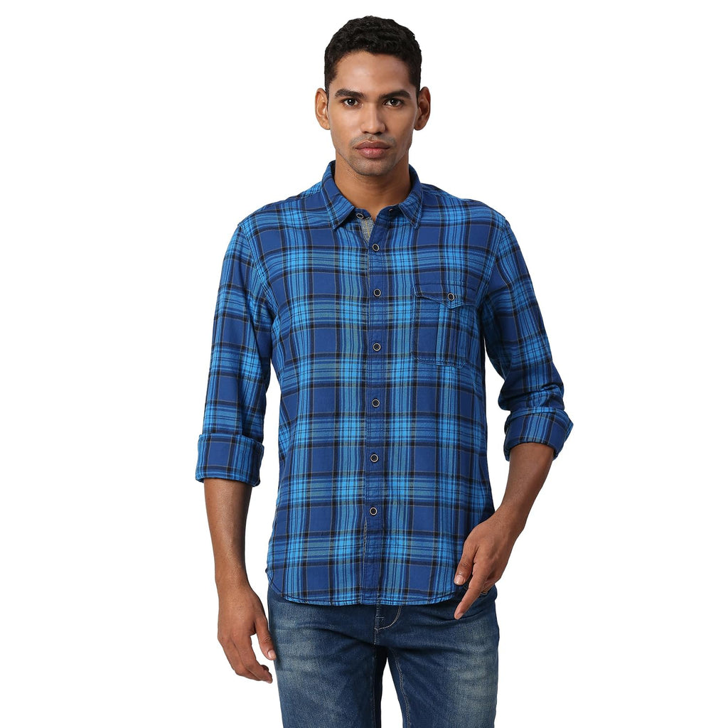 Pepe Jeans MenS Checkered Regular Fit Shirt (Pm306703_Blue S)