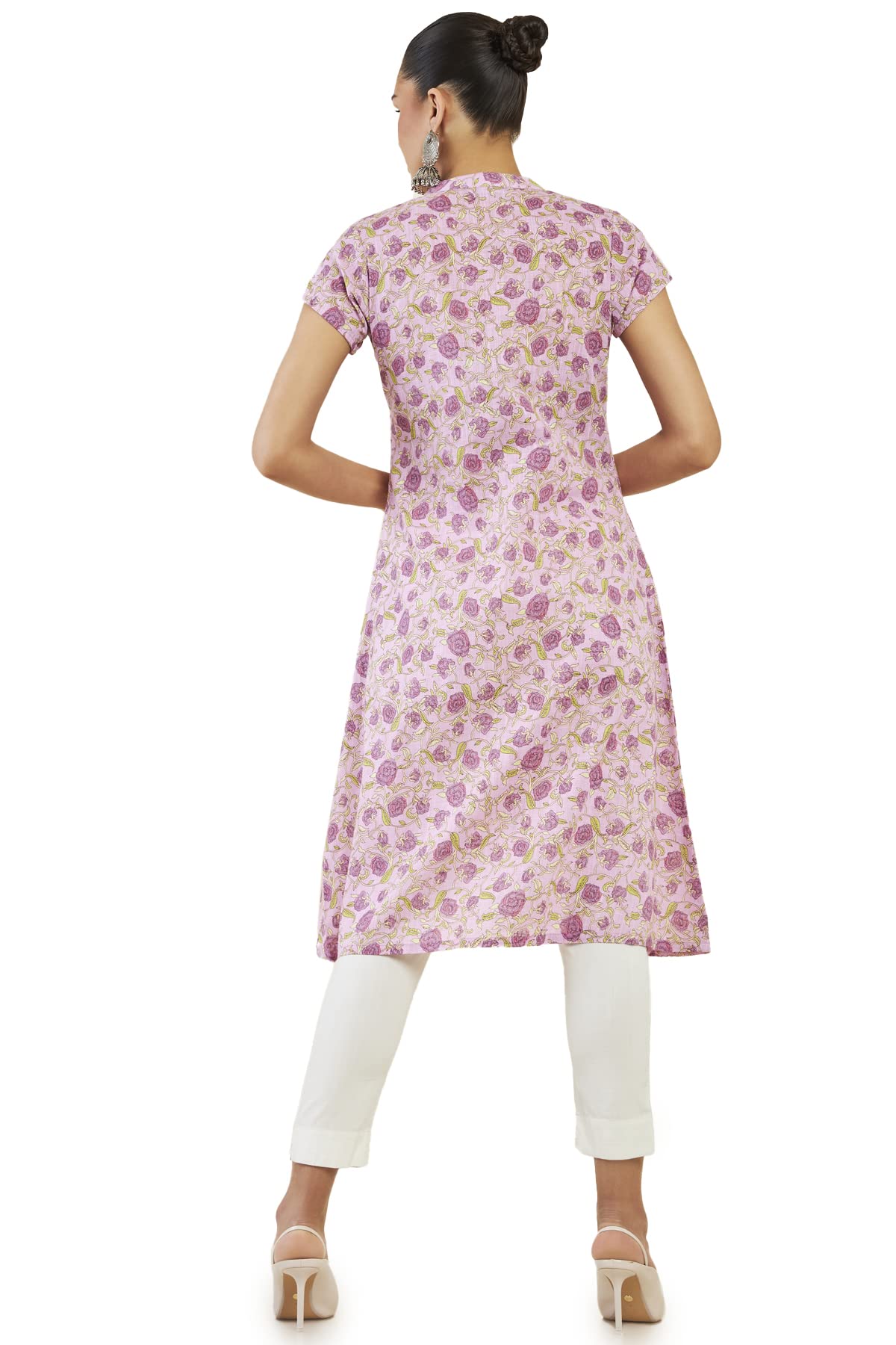 Soch Women Pink Cotton Blend Floral Kurta