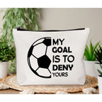 BiuNiuring Soccer Goalkeeper Gifts for Women, Girls Soccer Bag, Soccer Gift for Soccer Lover, Soccer Makeup Bag, My Goal Is to D