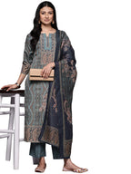 Libas Womens Poly Crepe Kurta Sets (34211_Blue