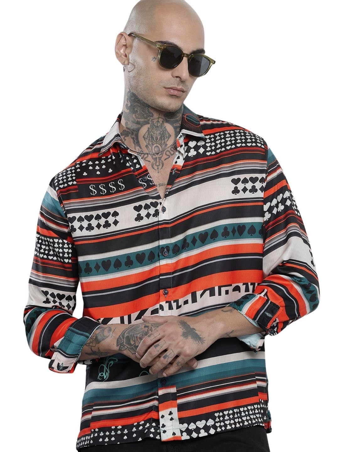 The Indian Garage Co Mens Relaxed Fit Aztec Print Long Sleeves Resort Sweater