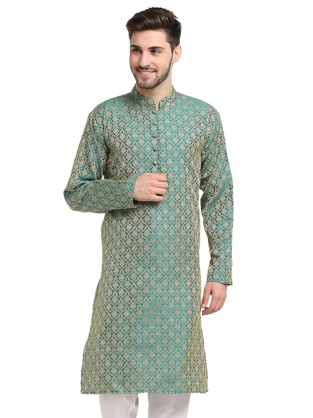 Jompers Mens Woven Design Jacqaurd Kurta
