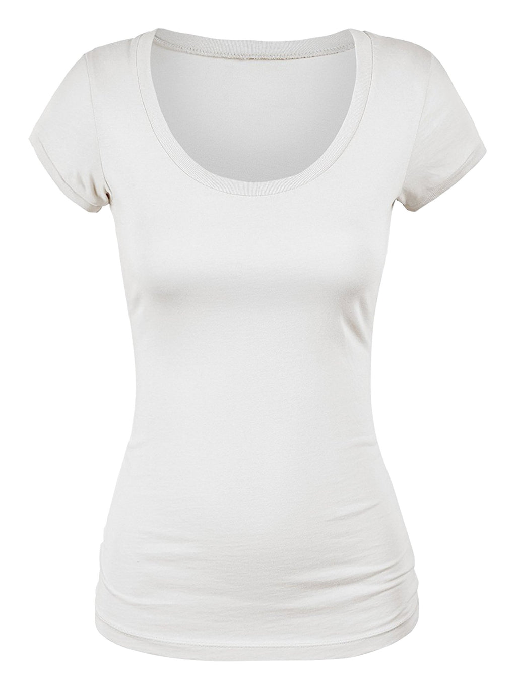 Emmalise Women's Short Sleeve Tshirt Scoop Neck Tee Value Set (3Pk, Olive, Wht, HthChrl, Medium)