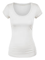 Emmalise Women's Short Sleeve Tshirt Scoop Neck Tee Value Set (3Pk, Olive, Wht, HthChrl, Medium)