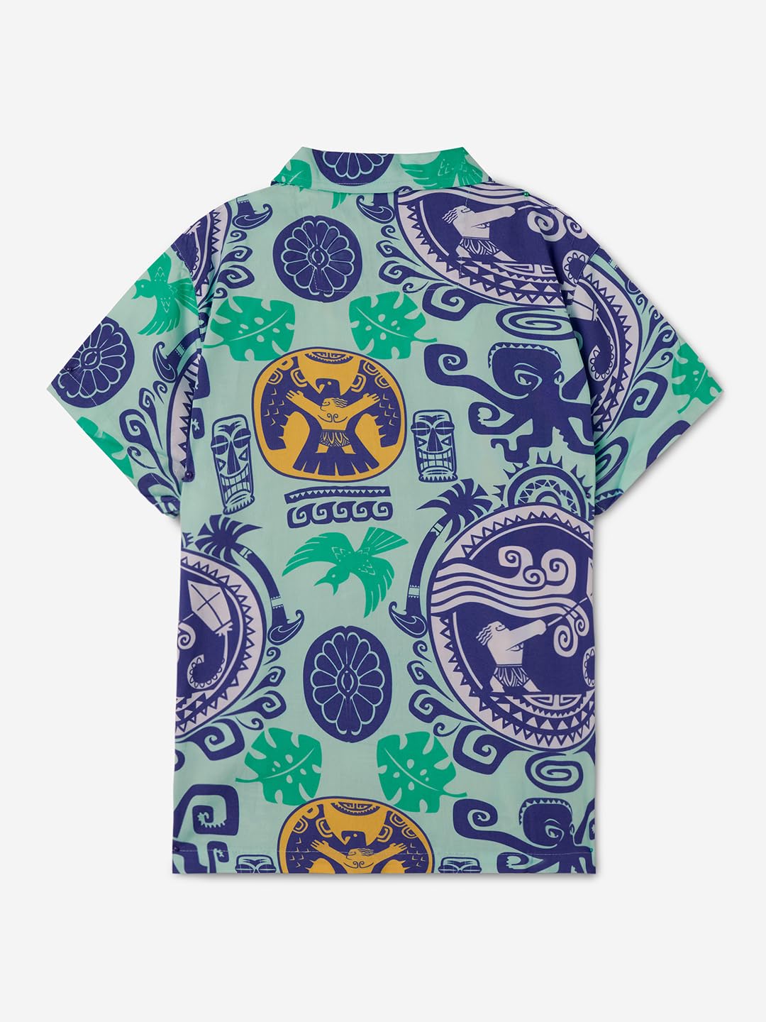 The Souled Store Disney: Maui The Strongest Boys Short Sleeves Collared Neck Button Front Blue All Over Printed Cotton Shirts