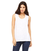 Ladies Flowy Scoop Muscle Tank - WHITE - S(D0102H7KRH6)