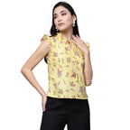 OOMPH! Sleeveless Tops for Women, Yellow - mt476