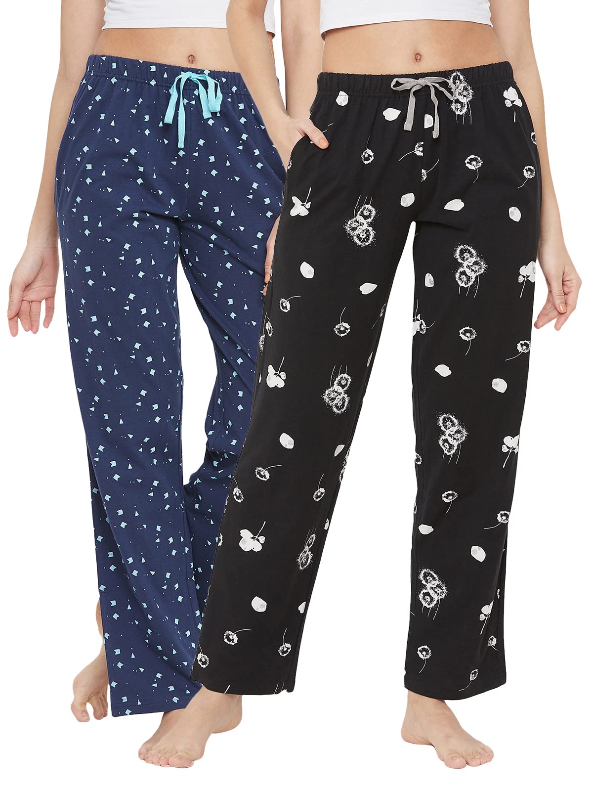 Clovia Womens Cotton Pack of 2 Pyjama (COMBOLB23_Grey & Maroon_M)