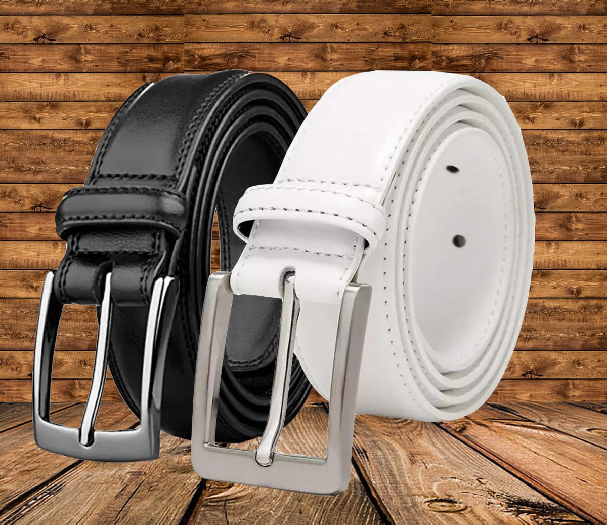 Men Casual Black, White Artificial Leather Belt ()_340 44