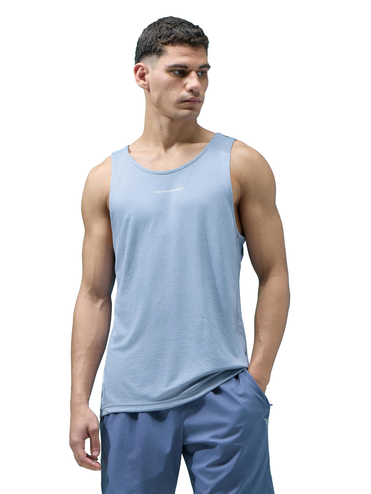 Technosport Mens Slim Fit Self Design Scoop Neck Gym Vest For Running, Gym & Sports  (Mvp882Tme_Troposphere_2Xl) 2