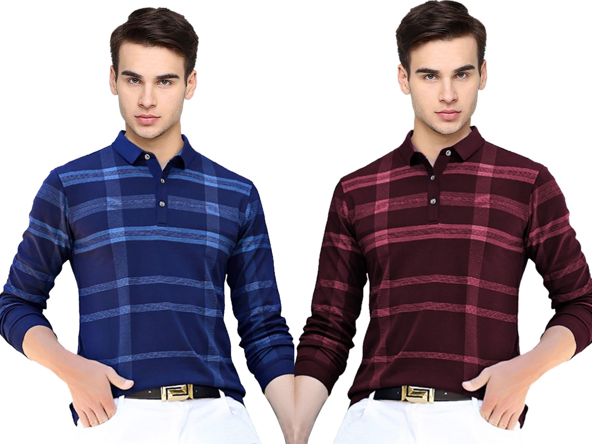 Noble Monk MenS Polo Neck Full Sleeves T-Shirt | Causal Tshirt For Men And Boys