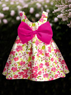 A.T.U.N. (ALL THINGS UBER NICE) Magenta Floral Printed Pambow Dress for Girls