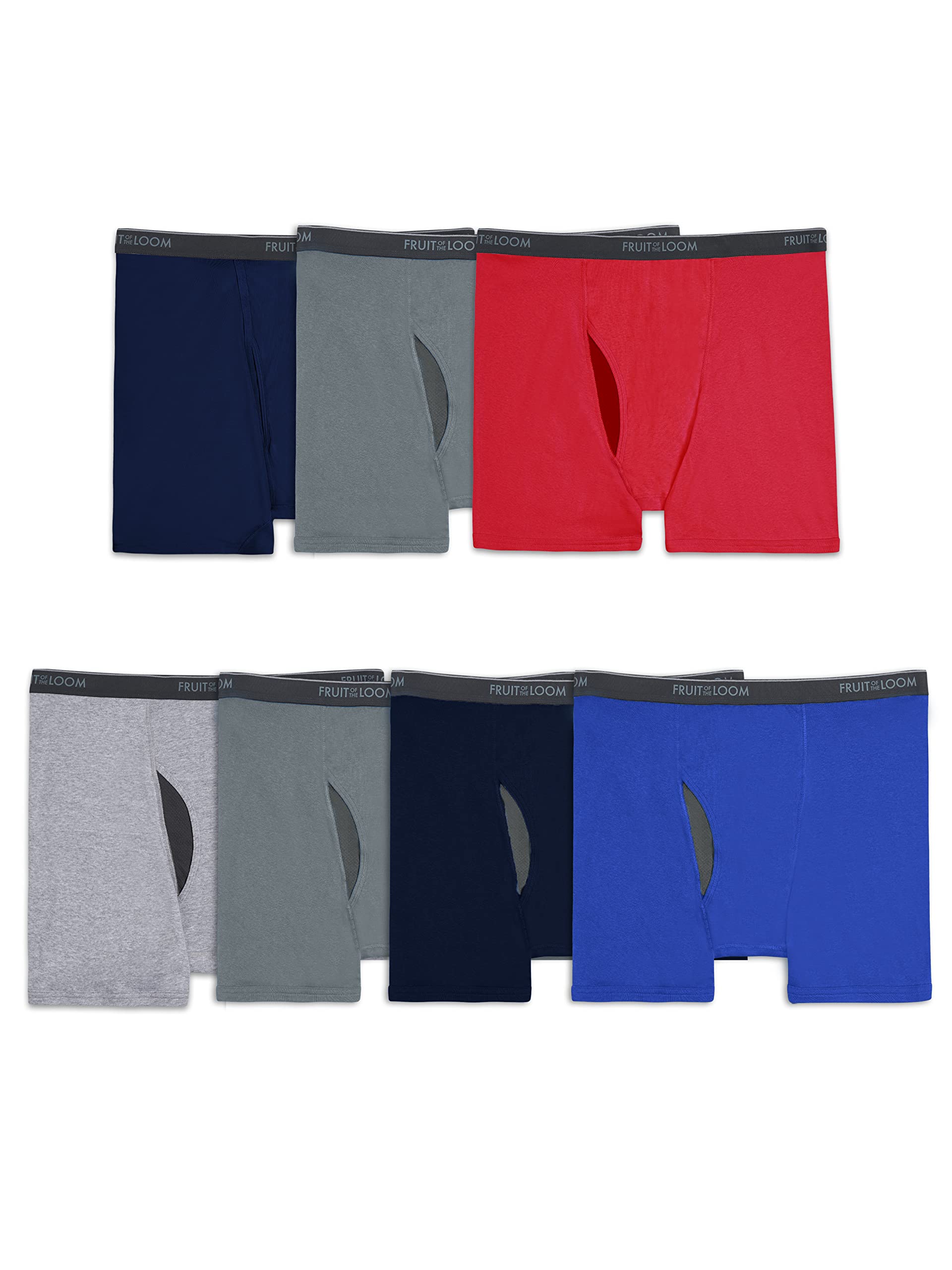Fruit of the Loom Men's Coolzone Boxer Briefs, Moisture Wicking & Breathable, Multipacks, Big Man-7 Pack-Assorted Colors, 3X-Lar