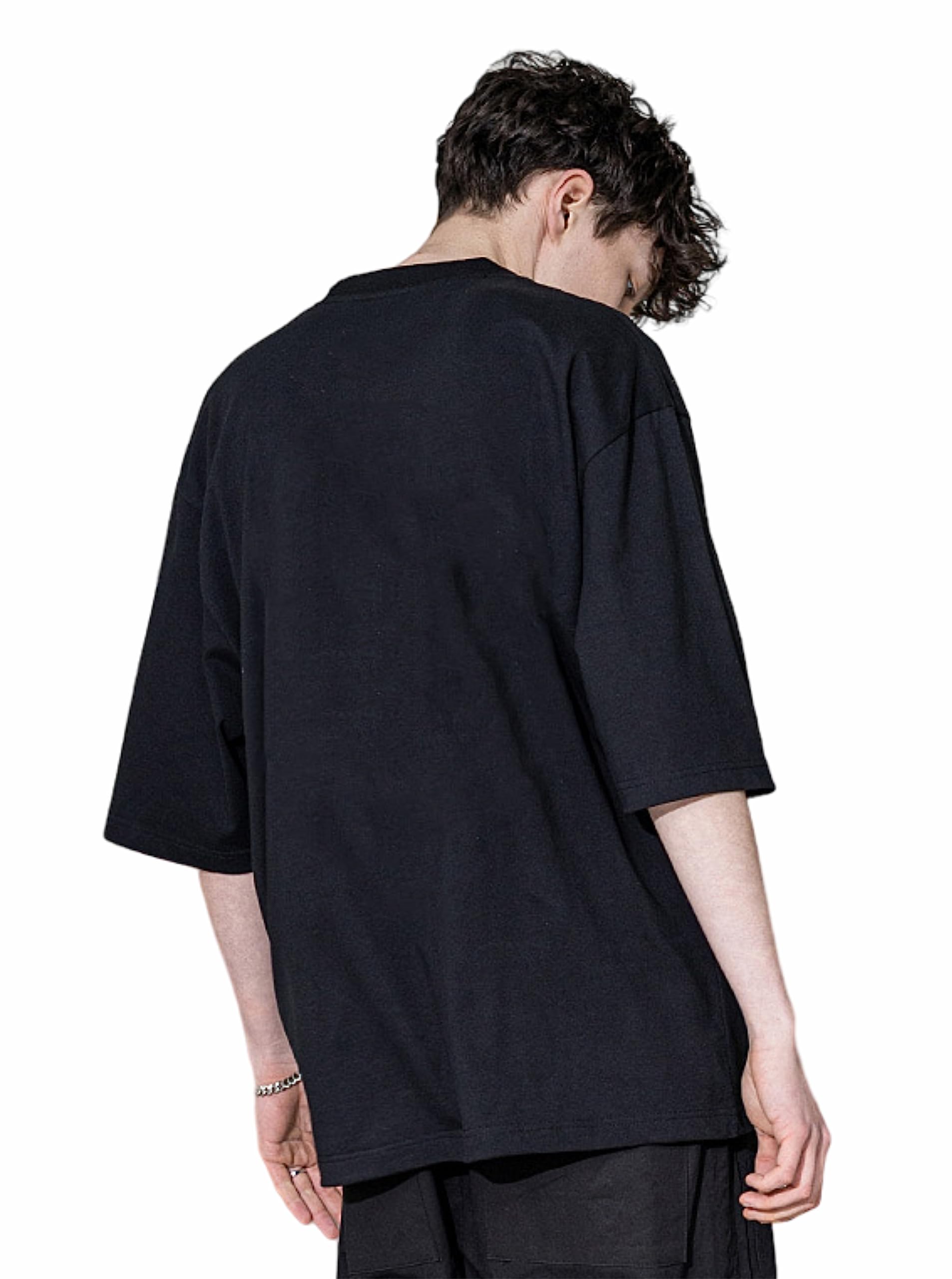 Uniplanet Store Solid Oversize Black Punisher Round Neck Cotton Printed Black T Shirt For Men