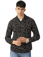 Thomas Scott Mens 100% Cotton Printed Regular Fit Casual Shirt - Black