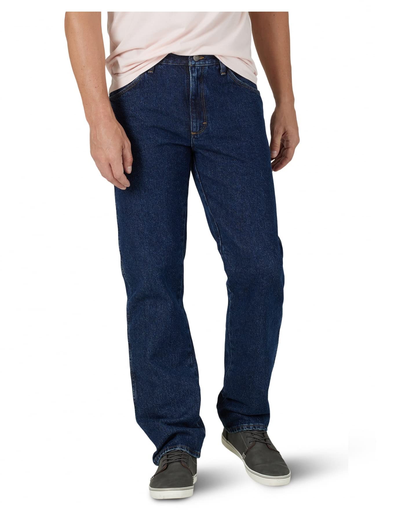 Wrangler Authentics Men's Big & Tall Classic 5-Pocket Regular Fit Cotton Jean, Dark Rinse, 44W x 32L