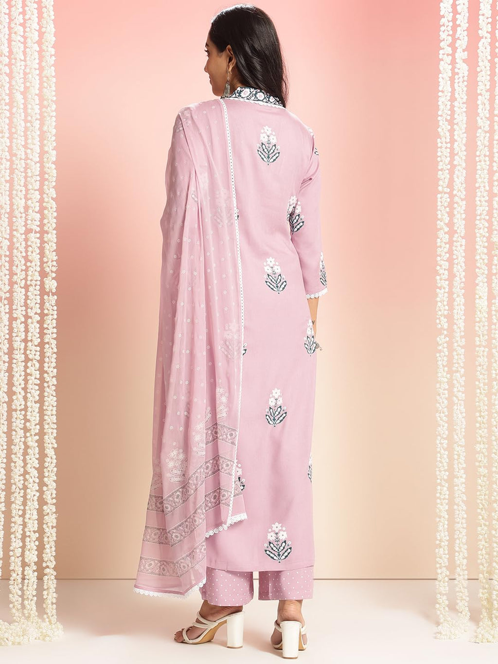 ANNI DESIGNER Womens Rayon Viscose Printed Straight Kurta with Pant & Dupatta (Belagavi Purple-VKS05_M_Purple_Medium)