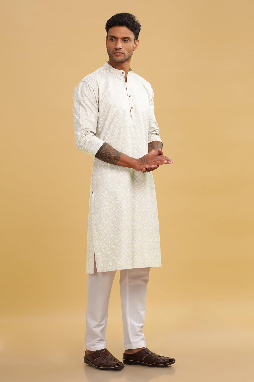 Be Active MenS Cotton Regular Kurta (C-399-3_Cream