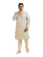 Manyavar Mens Cotton Blend Self-Design Kurta Pyjama Set (Green,04XL)