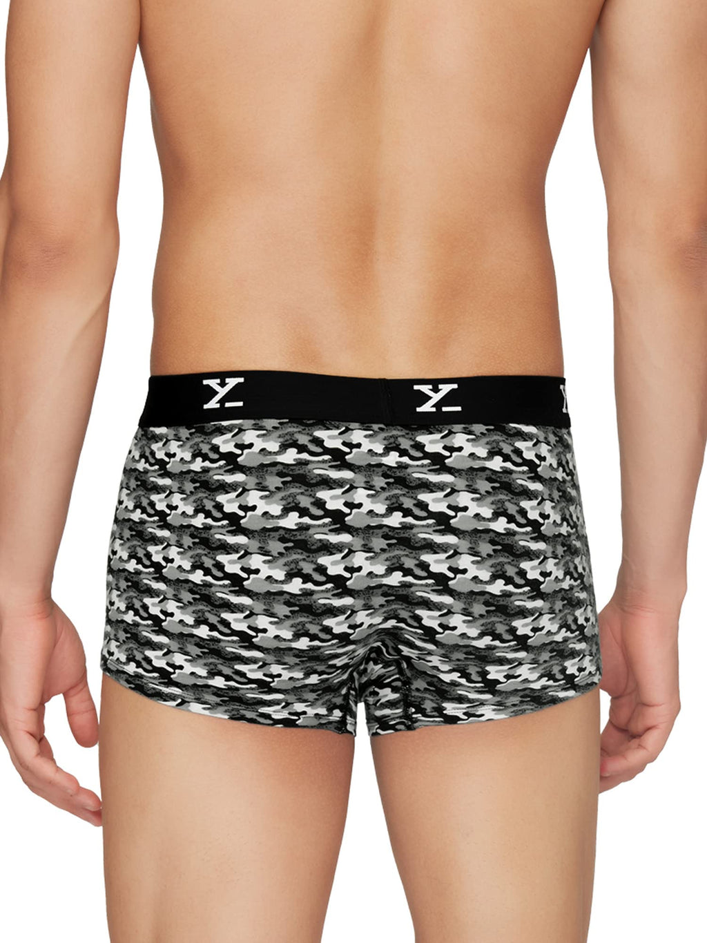 XYXX Mens Underwear Shuffle IntelliSoft Antimicrobial Micro Modal Trunk Pack of 5 (Camo Blue & Orange;Camo Monocrom;Yoga Pet;Tw