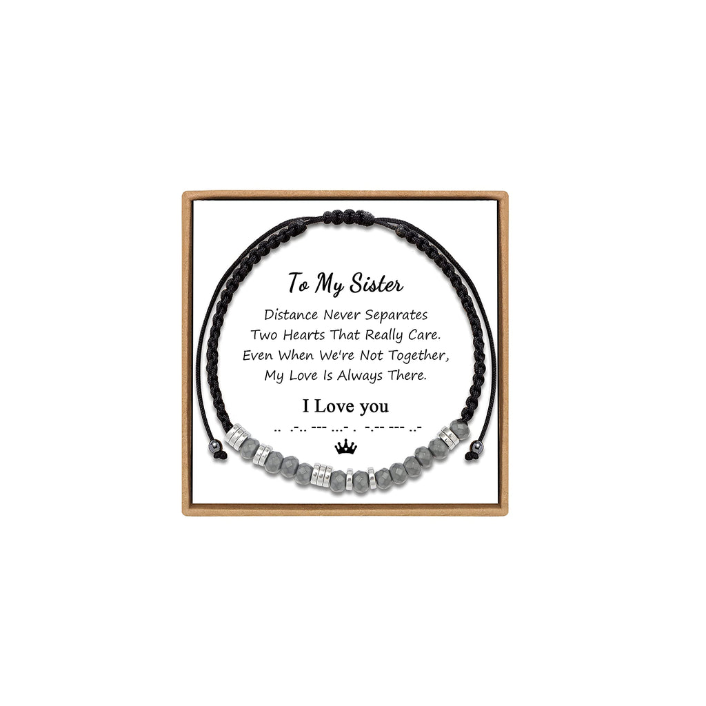 JoycuFF Sisters Gifts from Sister Birthday Gifts for Sister Bracelet Birthday Gifts for Sister Personalized Morse Code Bracelets