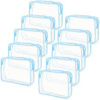 Tbestmax 10 Pack Clear Cosmetic Bags Makeup Bags Portable Waterproof TSA Approved Travel Toiletry Bags Large Organizer Blue, 9.8