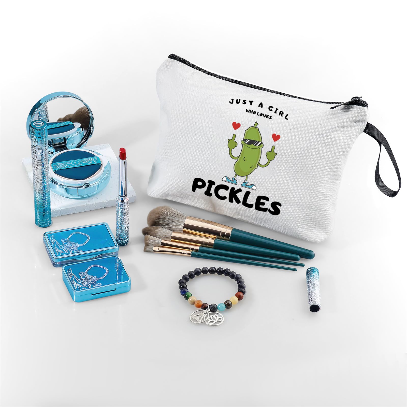 Pickle Gifts,Funny Pickle Cosmetic Bag,Pickle Food Costume Party decorations Gift,Just A Girl Who Loves Pickles Makeup Bag,Pickl