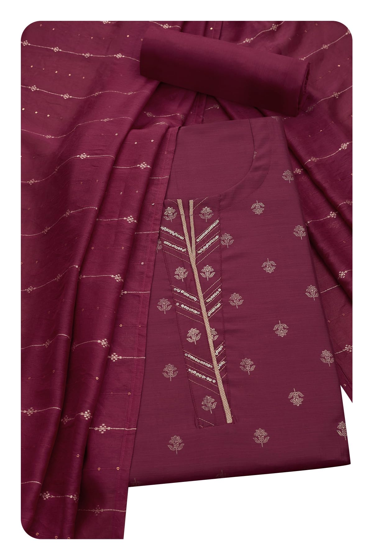 Soch Women Art Silk Foil Print Unstitch Dress Material with Sequins