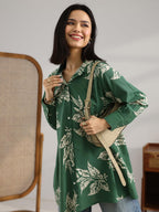 Libas WomenS Cotton Blend Printed A-Line Kurti (29884_Green