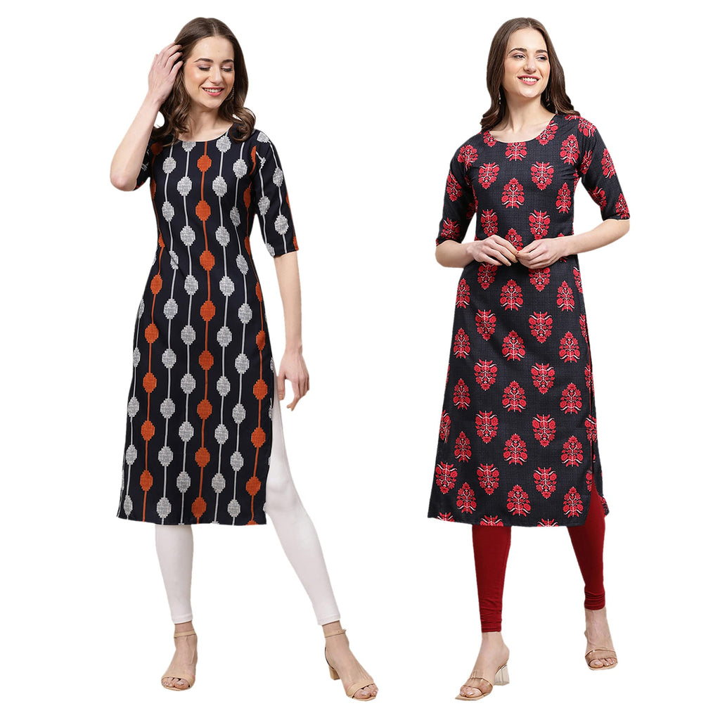 Pinkmint Womens Crepe Digital Print Straight Kurta(Pack of 2)[QL-330-345-S]