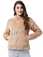 Modeve Women Solid Full Sleeve Jacket For Winter Jacket For Winter-Fawn