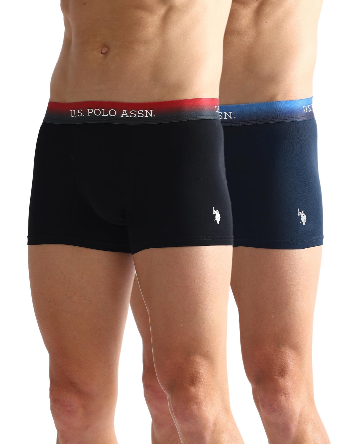U.S. Polo Assn. MenS Ombre Waistband Solid Oet05 Trunks  Pack Of 2(NavyBlack L)