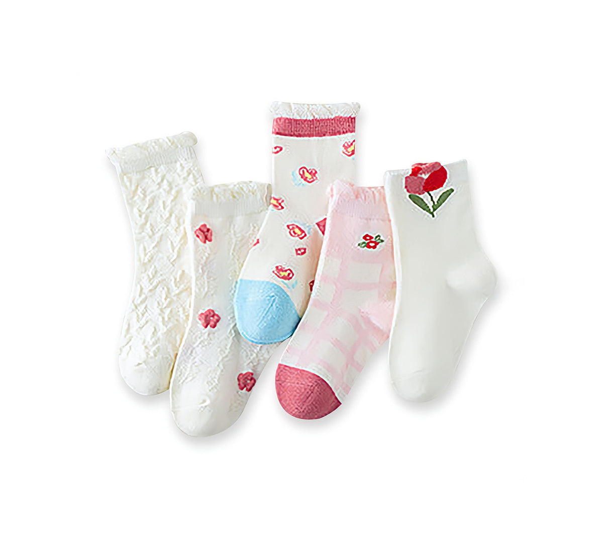 Syga 5 Pairs Baby Girl Boy Socks, Toddlers Infant Cotton Warm Stretch Crew Socks With Rose Design, Suitable For Ages 1838 Month 0-24