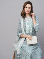 ANNI DESIGNER Ladies Cotton Blend Staright Print Trousers Dupatta Kurta