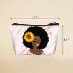 BDAWQUG 2 Pieces Makeup Bag Black Queen Lady Curly Natural Afro African American Ladies Travel Toiletry Bag Cosmetic Make up Org