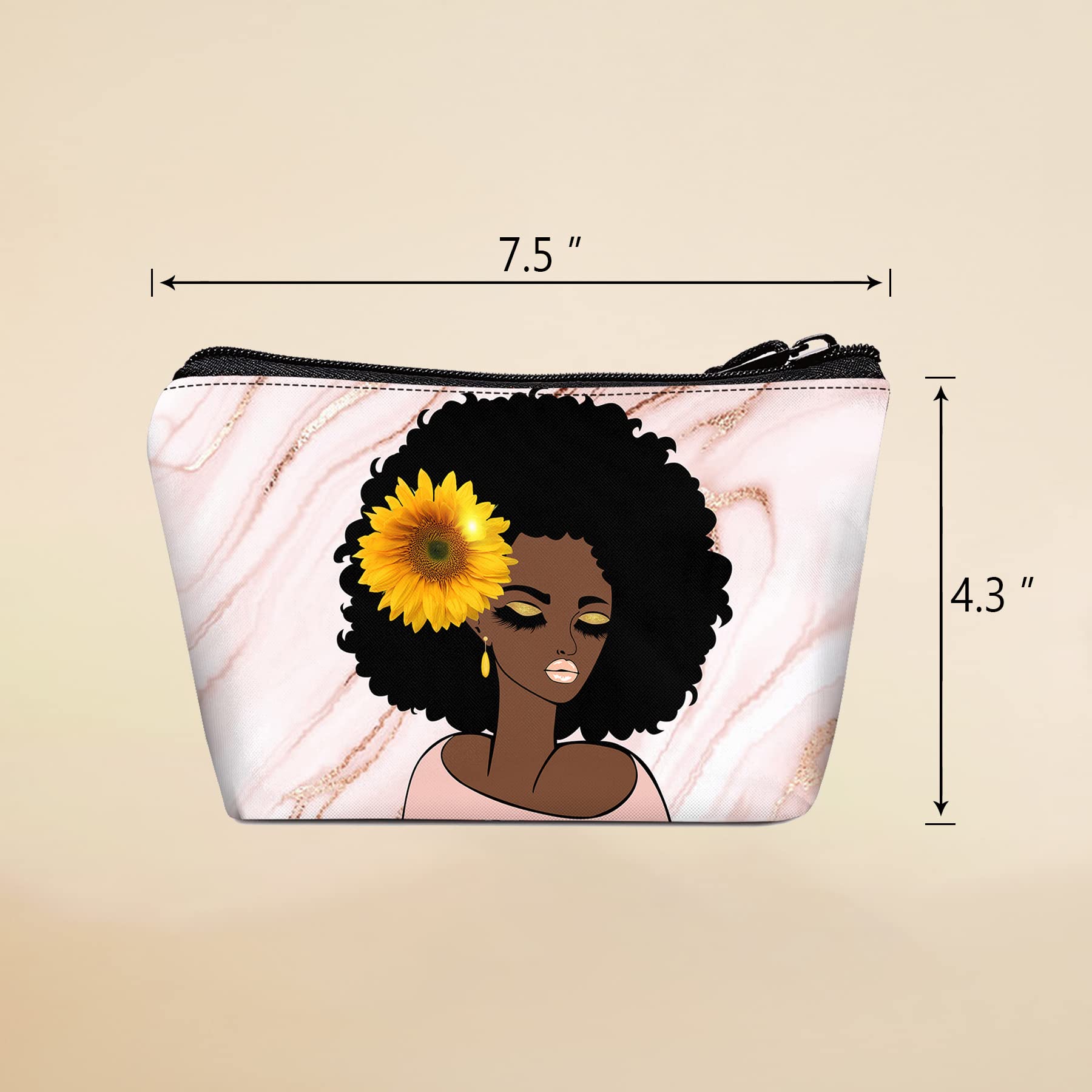 BDAWQUG 2 Pieces Makeup Bag Black Queen Lady Curly Natural Afro African American Ladies Travel Toiletry Bag Cosmetic Make up Org