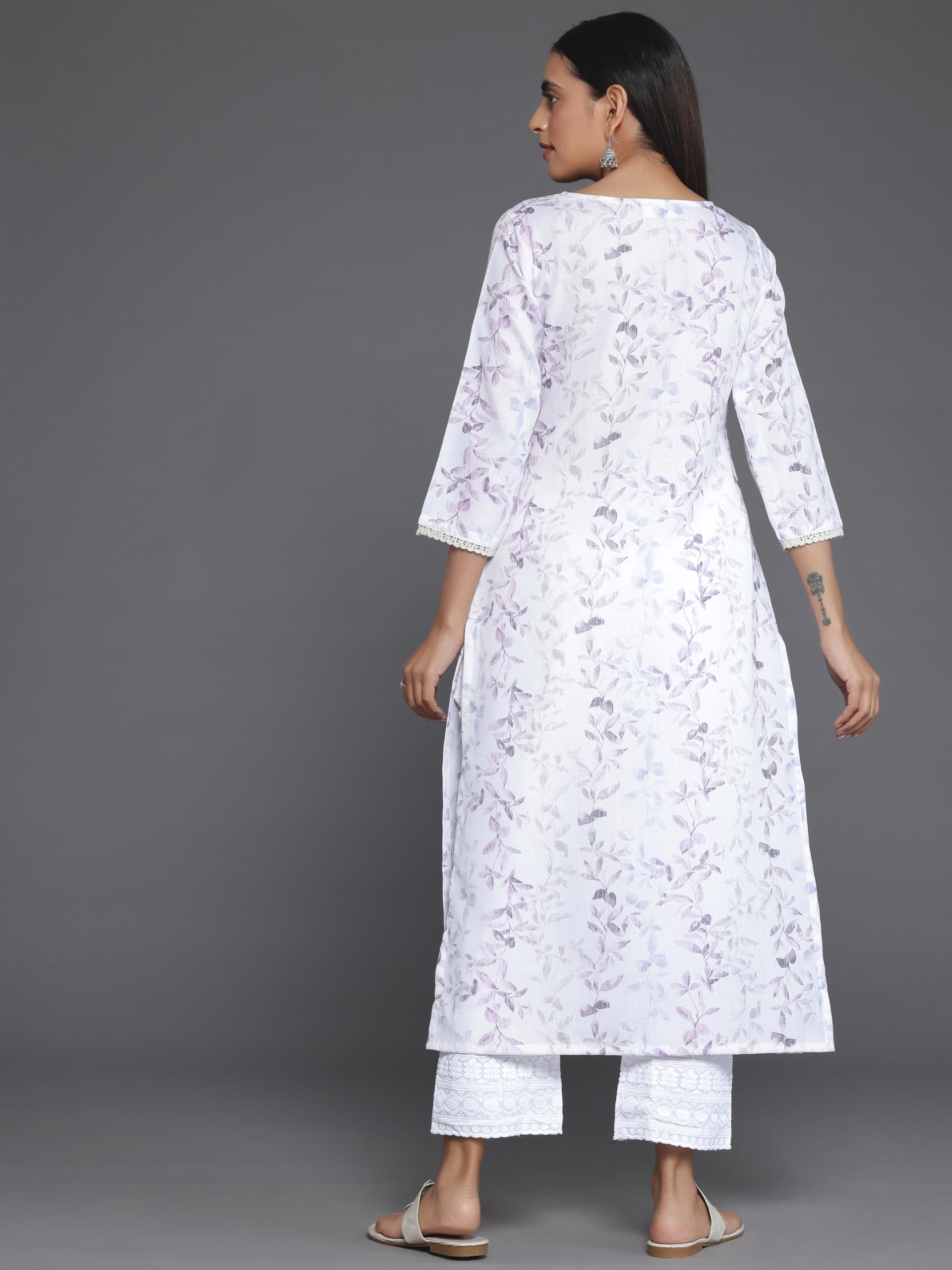 Libas WomenS Cotton Printed Straight Kurta (37128_Off White